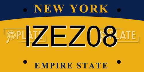 IZEZ08 New York License Plate
