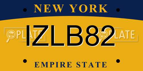 IZLB82 New York License Plate