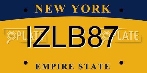 IZLB87 New York License Plate
