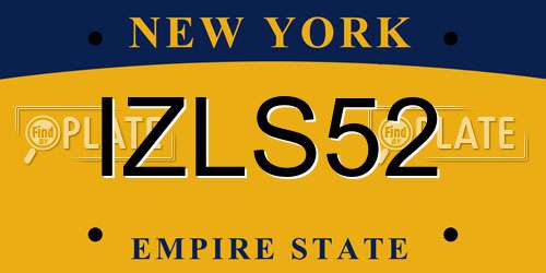 IZLS52 New York License Plate