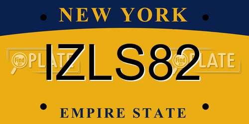 IZLS82 New York License Plate