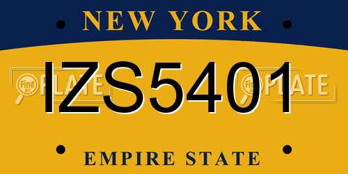 IZS5401 New York License Plate
