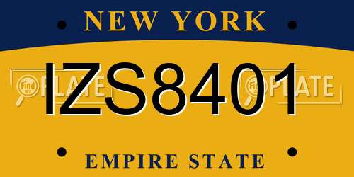 IZS8401 New York License Plate