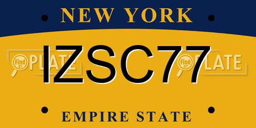 IZSC77 New York License Plate