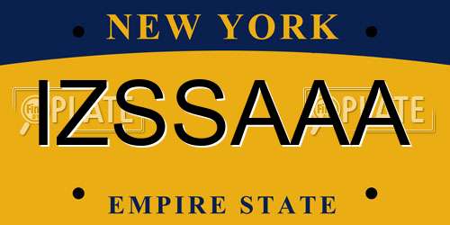 IZSSAAA New York License Plate