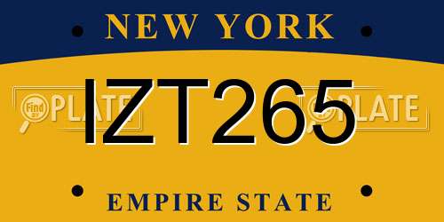 IZT265 New York License Plate