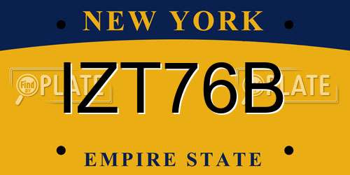 IZT76B New York License Plate