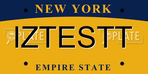 IZTESTT New York License Plate