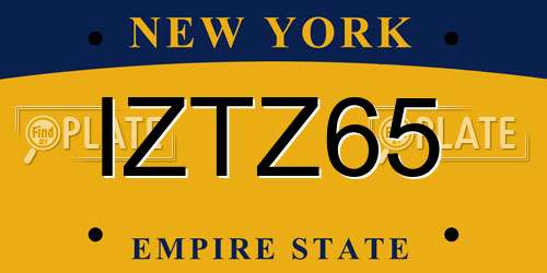 IZTZ65 New York License Plate