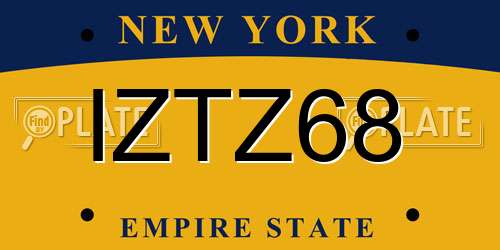 IZTZ68 New York License Plate