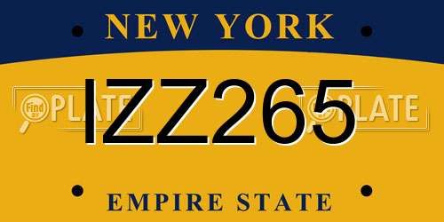 IZZ265 New York License Plate