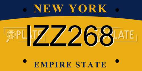 IZZ268 New York License Plate