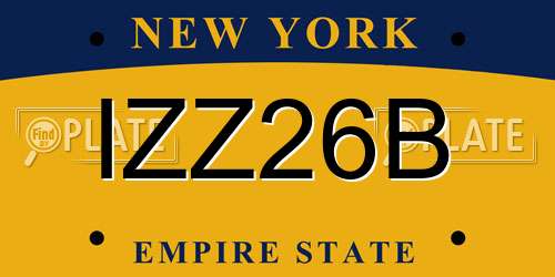 IZZ26B New York License Plate