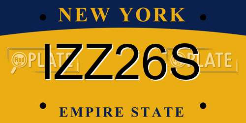 IZZ26S New York License Plate