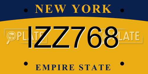 IZZ768 New York License Plate