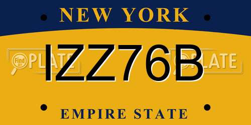 IZZ76B New York License Plate