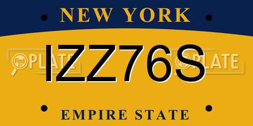IZZ76S New York License Plate