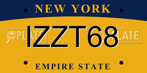 IZZT68 New York License Plate