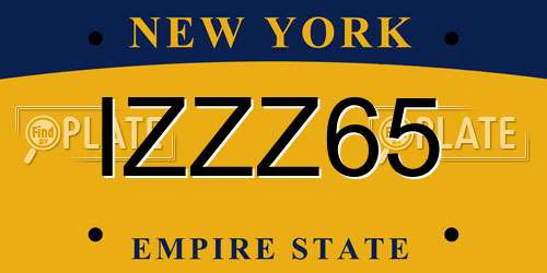 IZZZ65 New York License Plate