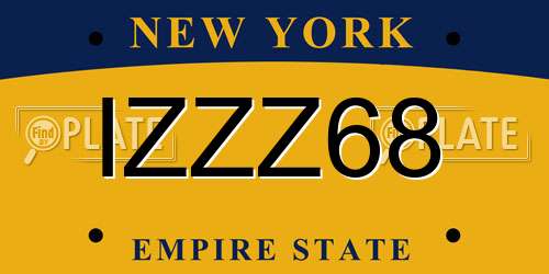 IZZZ68 New York License Plate