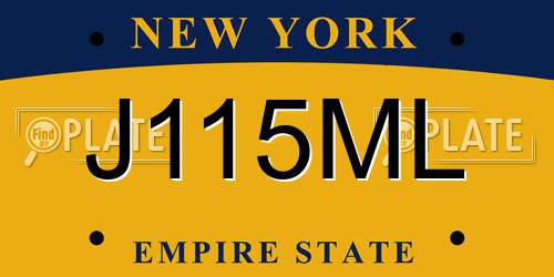 J115ML New York License Plate