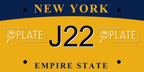 J22 New York License Plate