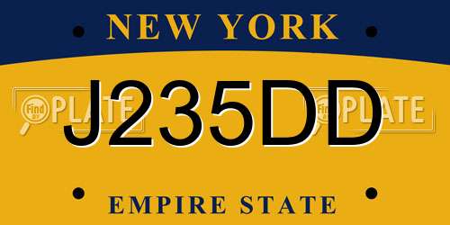 J235DD New York License Plate
