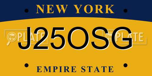 J25OSG New York License Plate