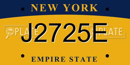 J2725E New York License Plate