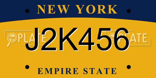 J2K456 New York License Plate