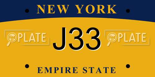 J33 New York License Plate