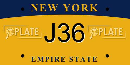 J36 New York License Plate