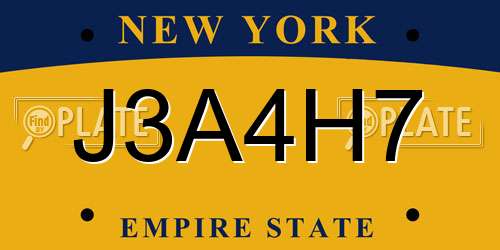 J3A4H7 New York License Plate