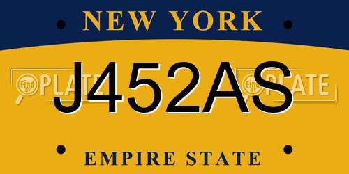 J452AS New York License Plate