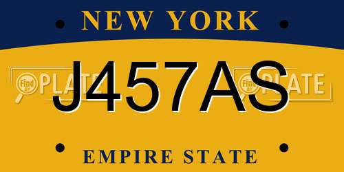 J457AS New York License Plate
