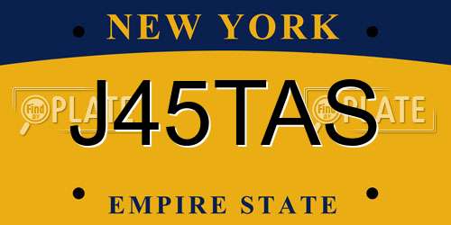 J45TAS New York License Plate