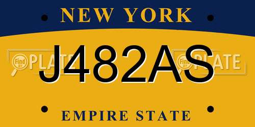 J482AS New York License Plate