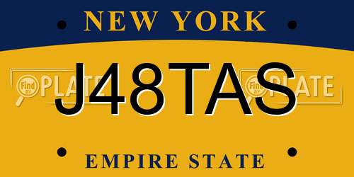 J48TAS New York License Plate