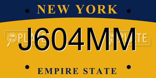 J604MM New York License Plate