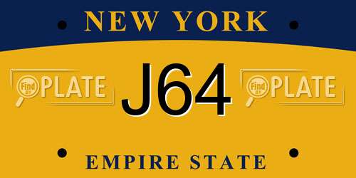 J64 New York License Plate
