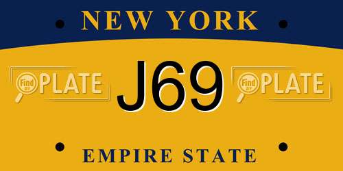 J69 New York License Plate