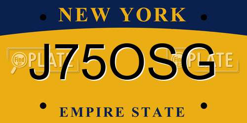 J75OSG New York License Plate