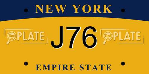 J76 New York License Plate