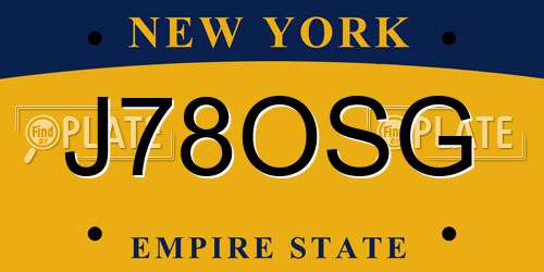 J78OSG New York License Plate