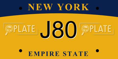 J80 New York License Plate