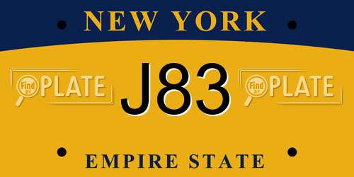 J83 New York License Plate