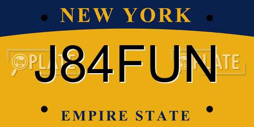 J84FUN New York License Plate