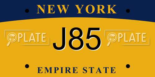 J85 New York License Plate