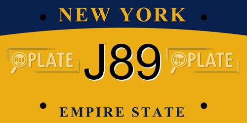 J89 New York License Plate