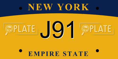 J91 New York License Plate